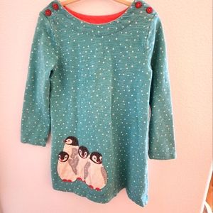 Mini Boden Toddler Dress. Teal Blue with white polka-dots. Size 3-4 years